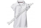 Women White Short Sleeve Polyester Cotton T-Shirts Polo Shirts